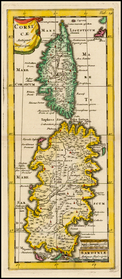 95-Corsica and Sardinia Map By Philipp Clüver