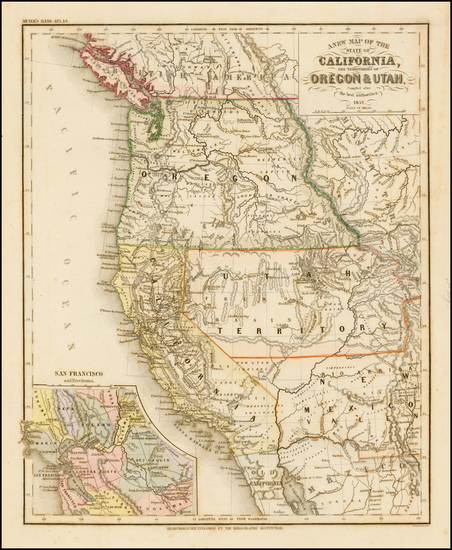 67-Southwest, Rocky Mountains and California Map By Joseph Meyer