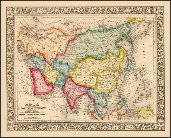 26-Asia and Asia Map By Samuel Augustus Mitchell Jr.