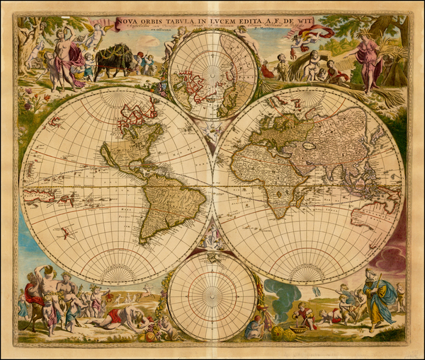 44-World, World and Polar Maps Map By Frederick De Wit / Pierre Mortier