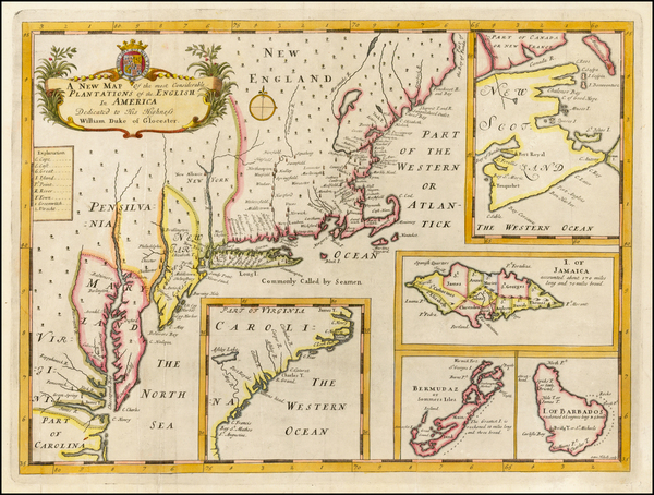 3-Atlantic Ocean, New England and Mid-Atlantic Map By Edward Wells