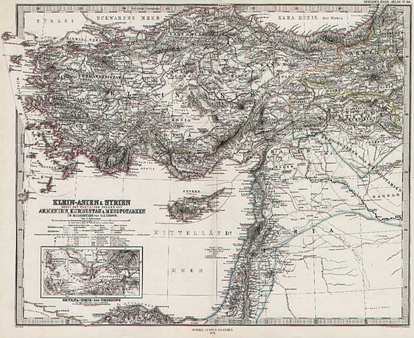 63-Asia, Middle East and Turkey & Asia Minor Map By Adolf Stieler  &  Augustus Herman Pete