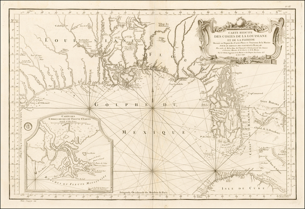 28-Florida and South Map By Jacques Nicolas Bellin