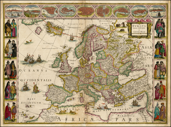 96-Europe and Europe Map By Willem Janszoon Blaeu