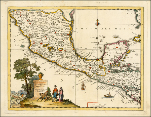 60-Mexico and Central America Map By Giambattista Albrizzi