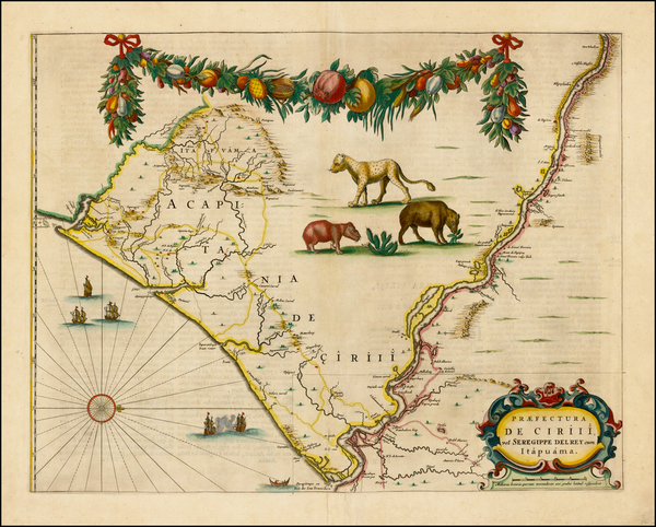 36-Brazil Map By Willem Janszoon Blaeu