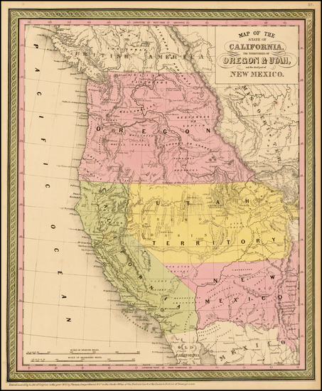 5-Southwest, Rocky Mountains and California Map By Thomas, Cowperthwait & Co.