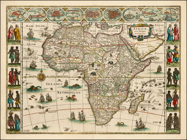 16-Africa and Africa Map By Willem Janszoon Blaeu