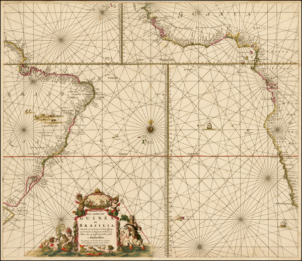 98-Brazil, South Africa and West Africa Map By Johannes Van Keulen