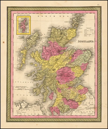 65-Scotland Map By Samuel Augustus Mitchell