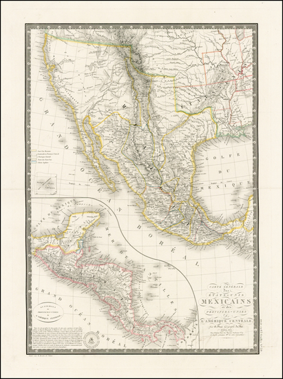 40-Texas, Southwest, Rocky Mountains, Mexico, Baja California and California Map By Adrien-Hubert 