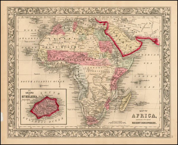 8-Africa and Africa Map By Samuel Augustus Mitchell Jr.