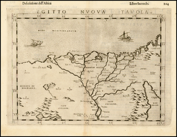 85-Middle East, Egypt and North Africa Map By Girolamo Ruscelli