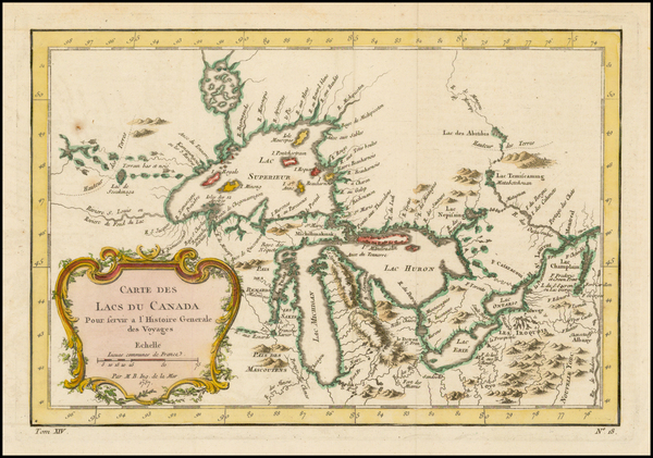 14-Midwest and Canada Map By Jacques Nicolas Bellin