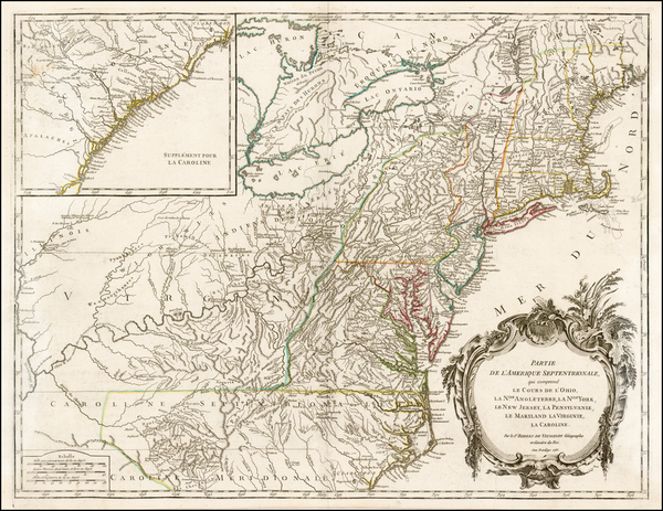 90-New England, Mid-Atlantic and Southeast Map By Didier Robert de Vaugondy