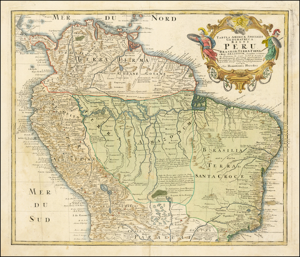 45-South America, Colombia, Brazil and Peru & Ecuador Map By Homann Heirs