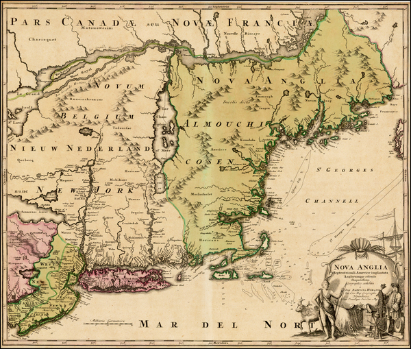 44-New England and Mid-Atlantic Map By Johann Baptist Homann