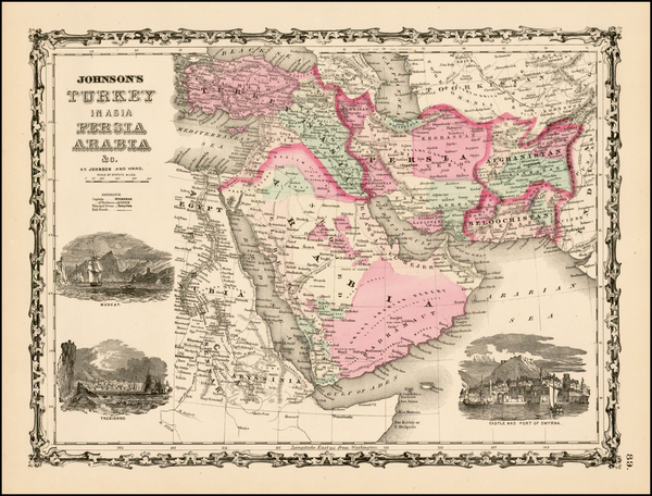 98-Middle East and Turkey & Asia Minor Map By Benjamin P Ward  &  Alvin Jewett Johnson