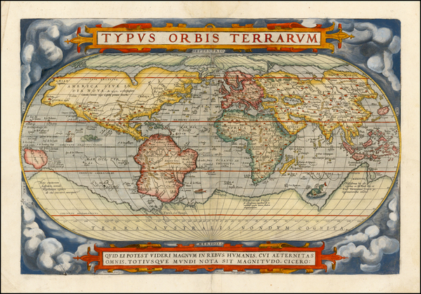 62-World and World Map By Abraham Ortelius