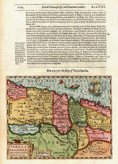 2-Europe, Mediterranean, Asia, Middle East and Holy Land Map By Jodocus Hondius / Samuel Purchas