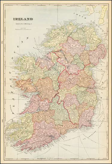 56-Ireland Map By George F. Cram