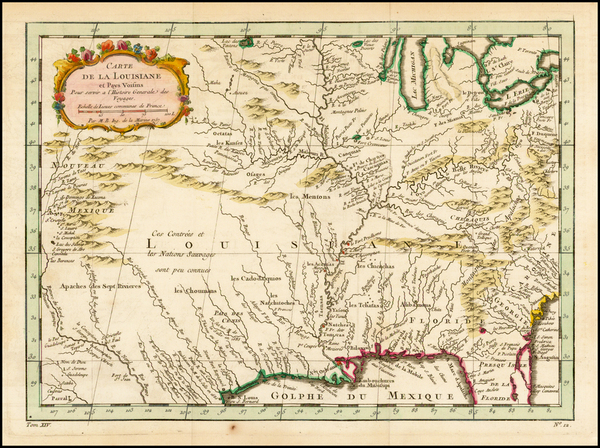 82-South, Southeast, Midwest and Southwest Map By Jacques Nicolas Bellin