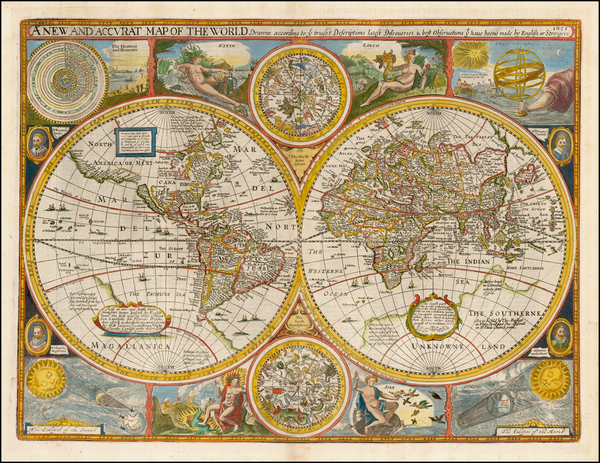 15-World and World Map By John Speed