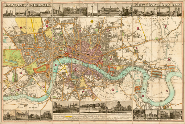 83-British Isles and London Map By Langley & Belch