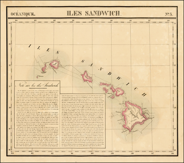 65-Hawaii and Hawaii Map By Philippe Marie Vandermaelen