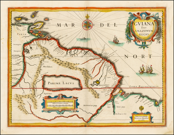 77-South America and Brazil Map By Jodocus Hondius