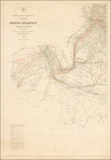 80-Mid-Atlantic, Florida, Southeast, Caribbean and Central America Map By Matthew Fontaine Maury