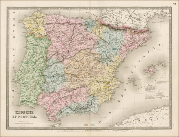 46-Spain and Portugal Map By J. Andriveau-Goujon