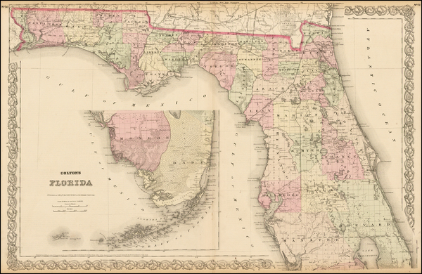 49-Florida Map By G.W.  & C.B. Colton