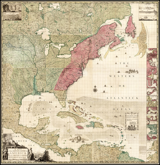 19-United States and North America Map By Henry Popple