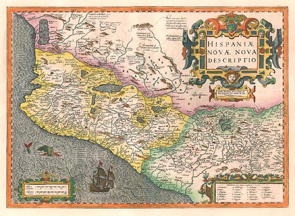 69-Mexico Map By Jodocus Hondius / Gerhard Mercator