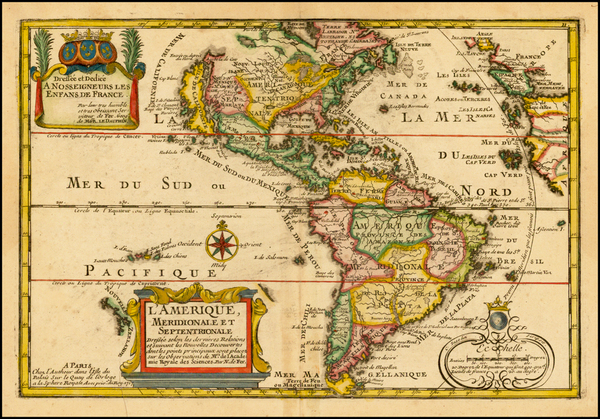 96-California as an Island and America Map By Nicolas de Fer