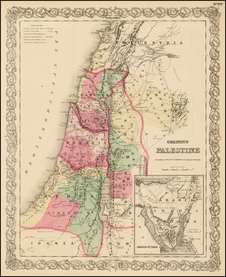 82-Holy Land Map By G.W.  & C.B. Colton