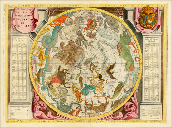 96-Celestial Maps Map By Vincenzo Maria Coronelli