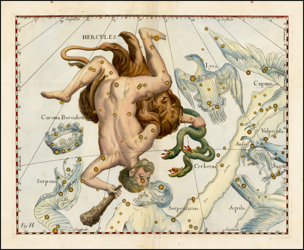 4-Celestial Maps Map By Johannes Hevelius