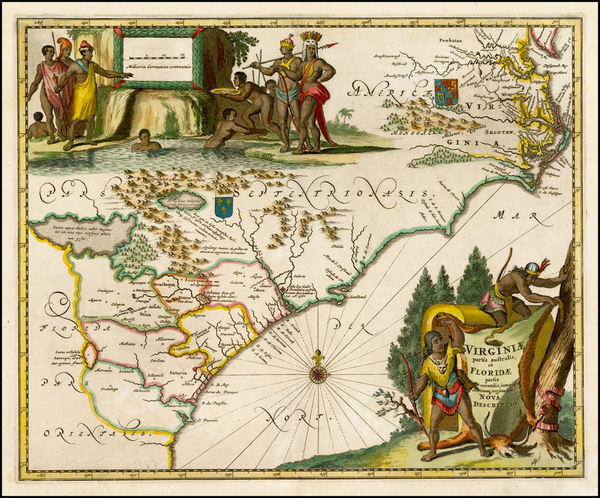 40-Southeast, Virginia, Georgia, North Carolina and South Carolina Map By John Ogilby