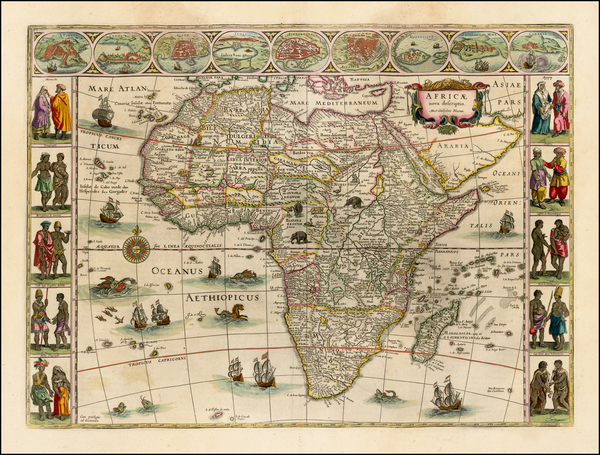 73-Africa and Africa Map By Willem Janszoon Blaeu