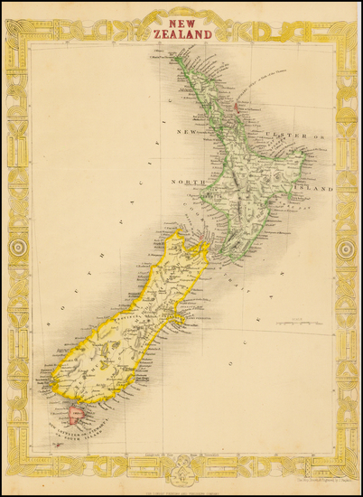 30-New Zealand Map By John Rapkin