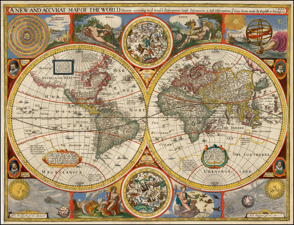 70-World, World and Celestial Maps Map By John Speed