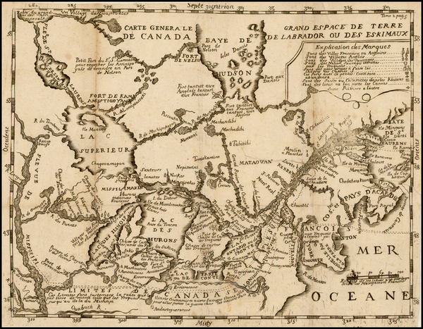 50-Midwest, Plains and Canada Map By Baron de Lahontan