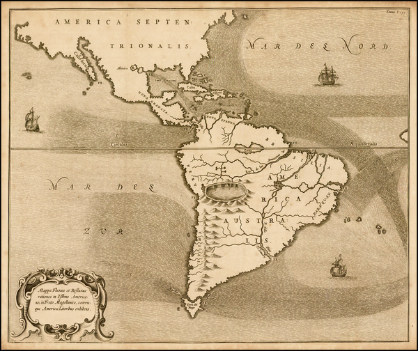 58-South America and America Map By Athanasius Kircher