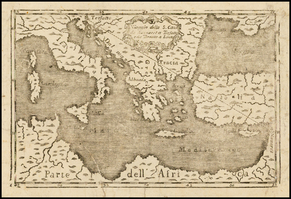 55-Mediterranean, Holy Land and Greece Map By Anonymous