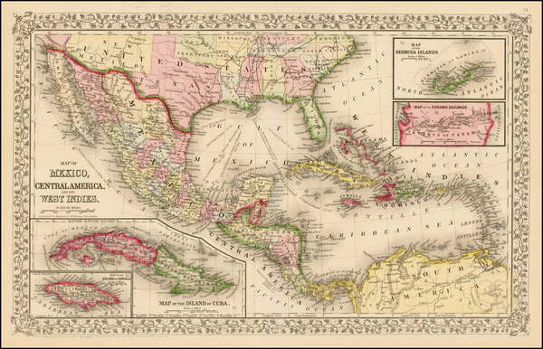 6-Mexico and Caribbean Map By Samuel Augustus Mitchell Jr.