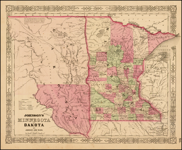 62-Midwest and Plains Map By Benjamin P Ward  &  Alvin Jewett Johnson