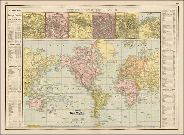 17-World and World Map By George F. Cram