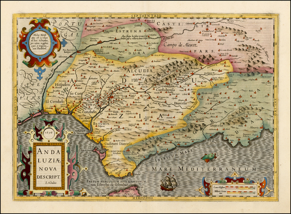 90-Spain Map By Jodocus Hondius